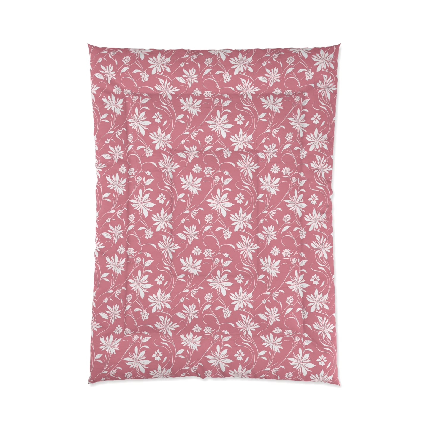 Simple White Flower on Pink Pattern Comforter