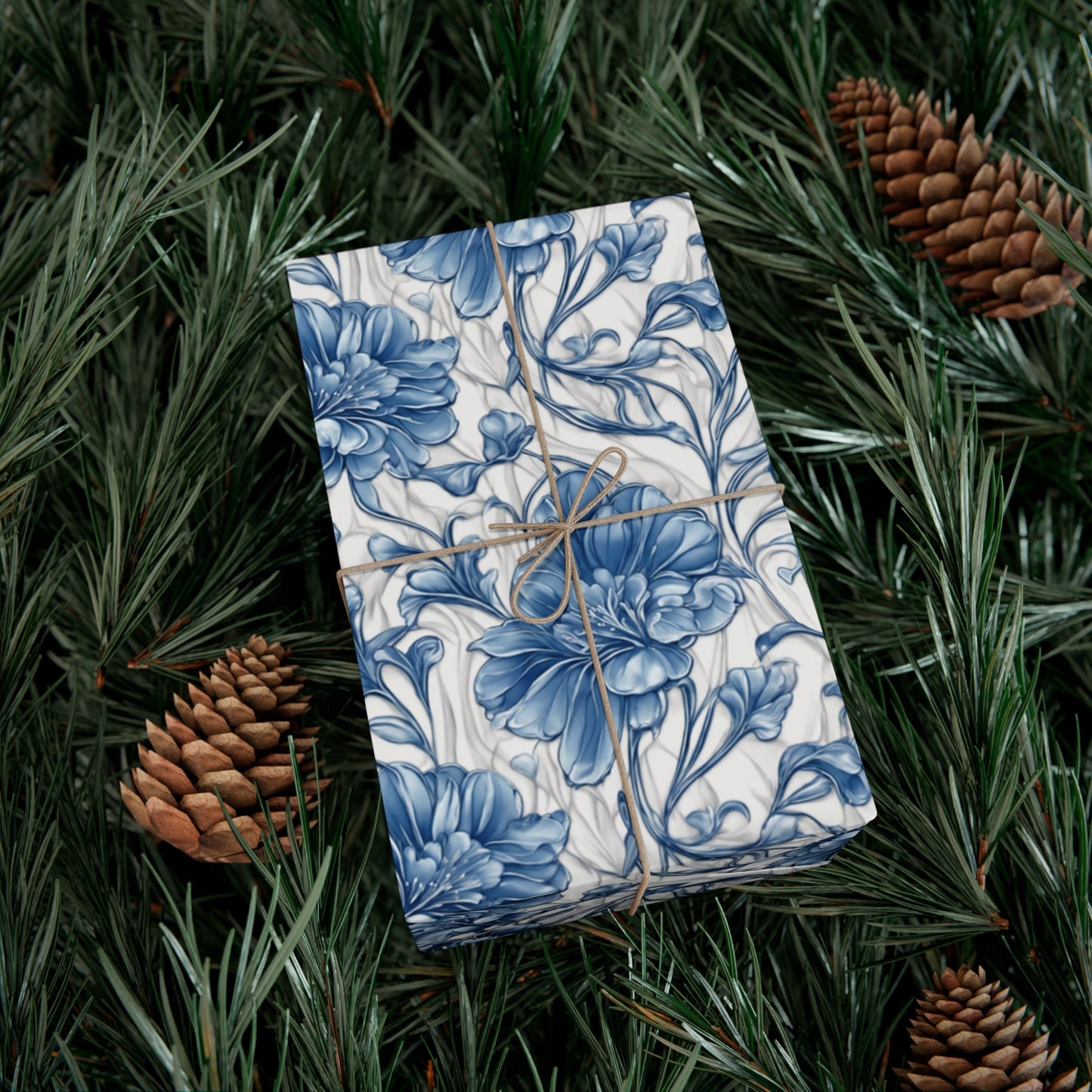 Blue & White Flowers Gift Wrap Papers