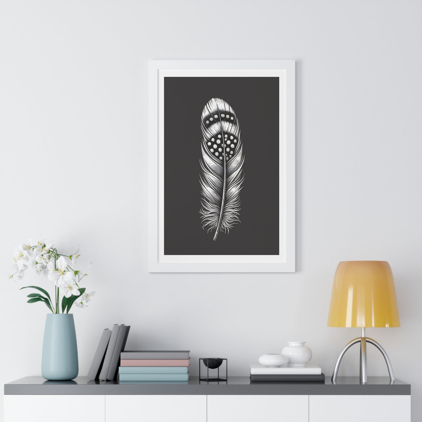 Black and White Feather No.2, Framed Vertical Poster