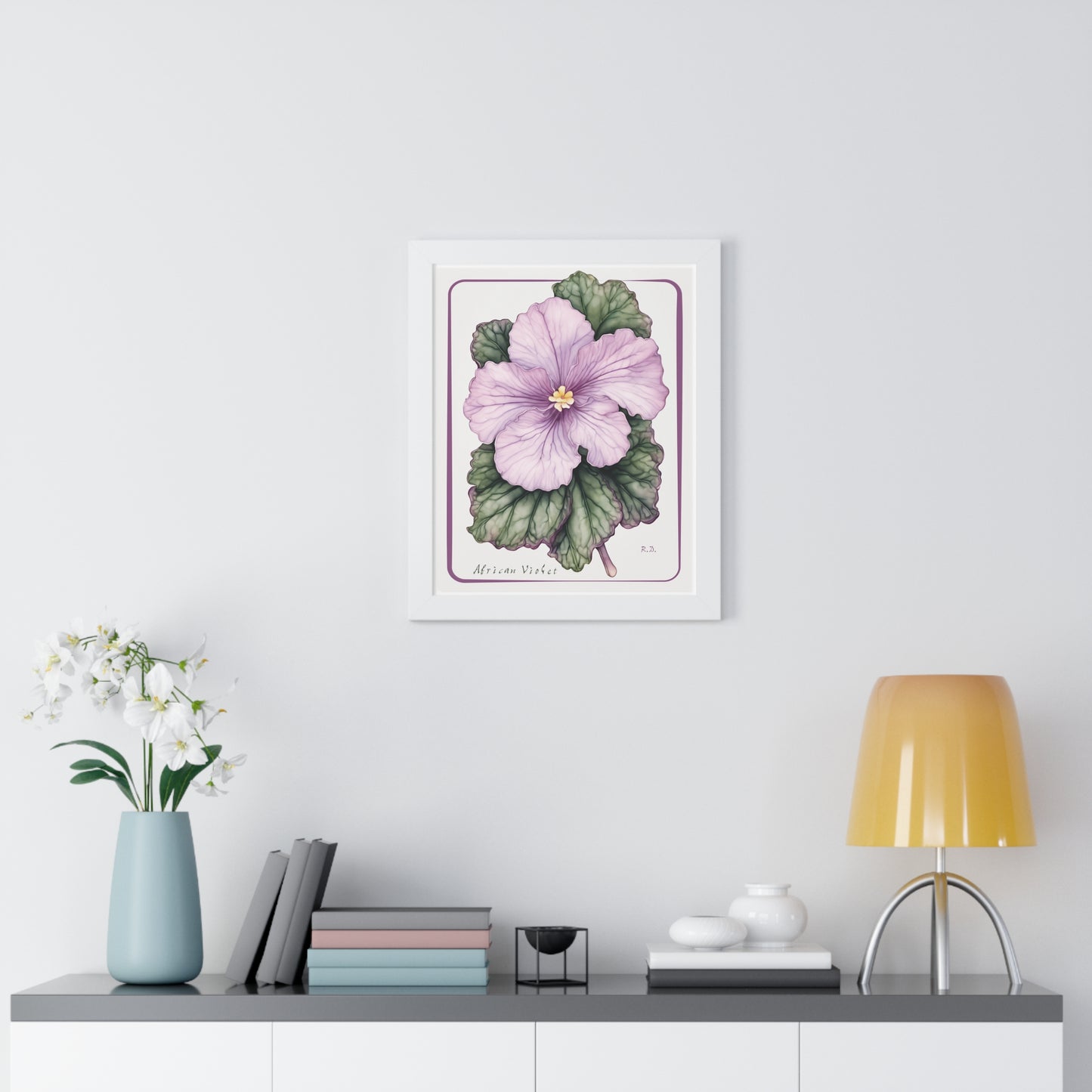 Mauve African Violet, Framed Vertical Poster