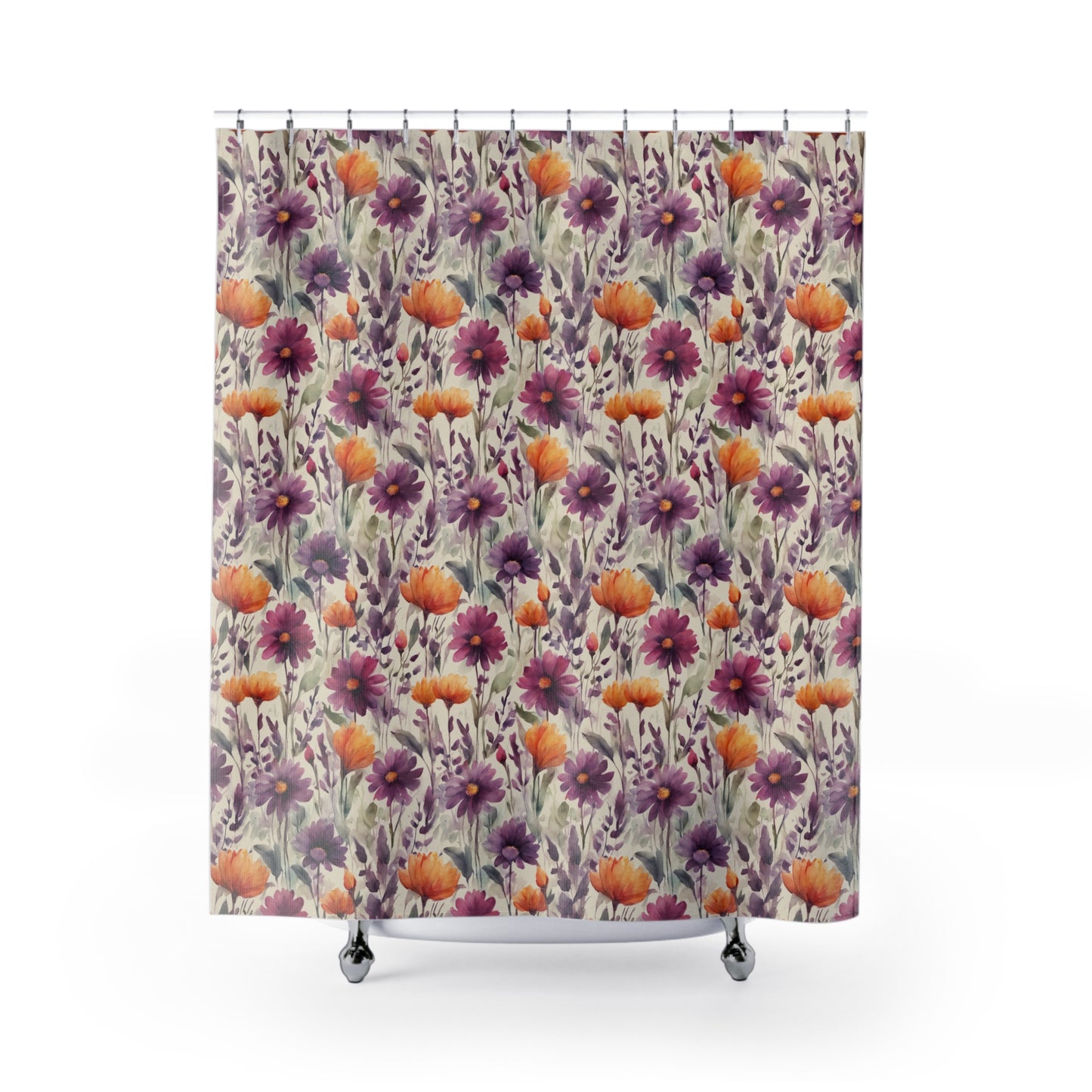 Plum and Apricot Wildflowers Shower Curtains