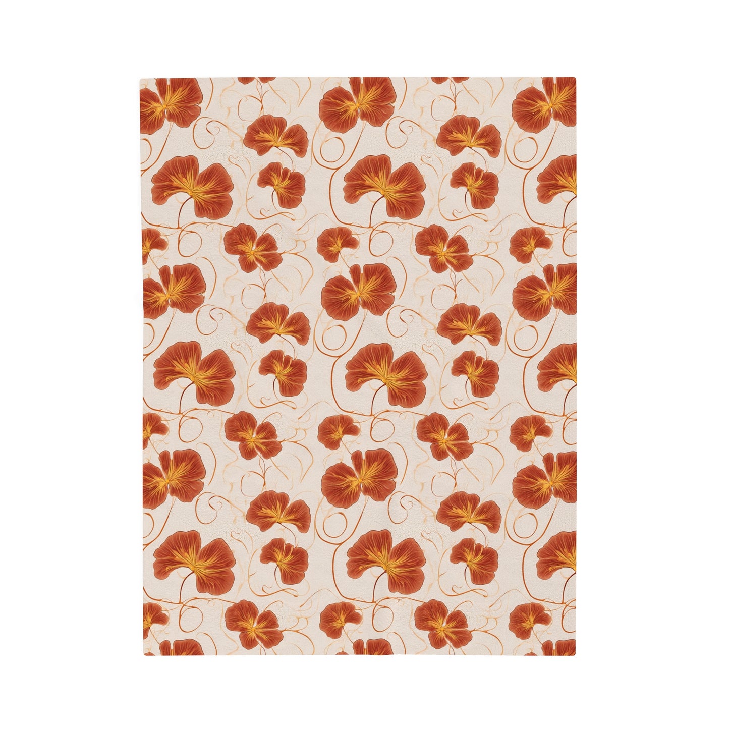 Orange Nasturtium Petals Velveteen Plush Blanket