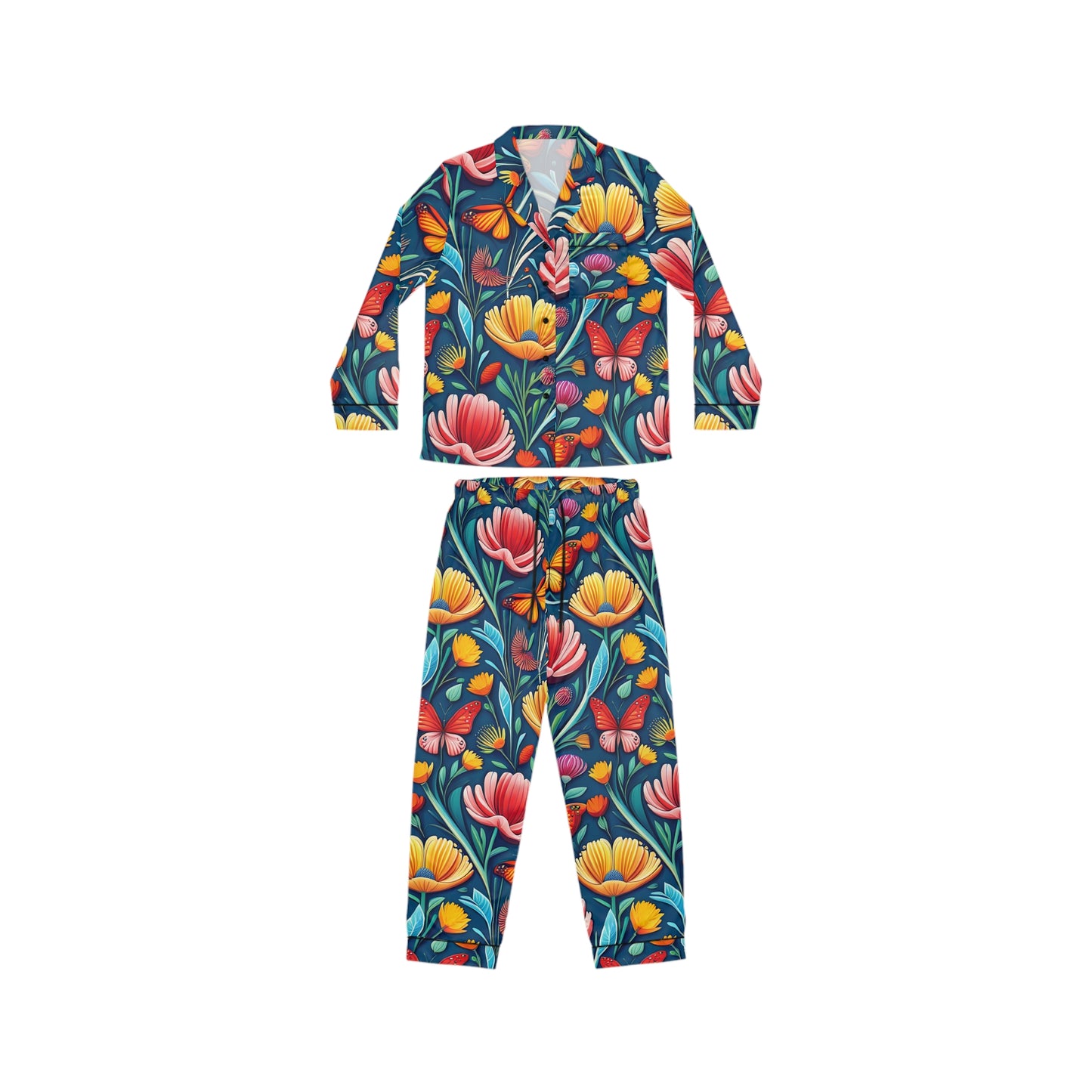 Blossoms & Butterflies Women's Satin Pajamas (AOP)