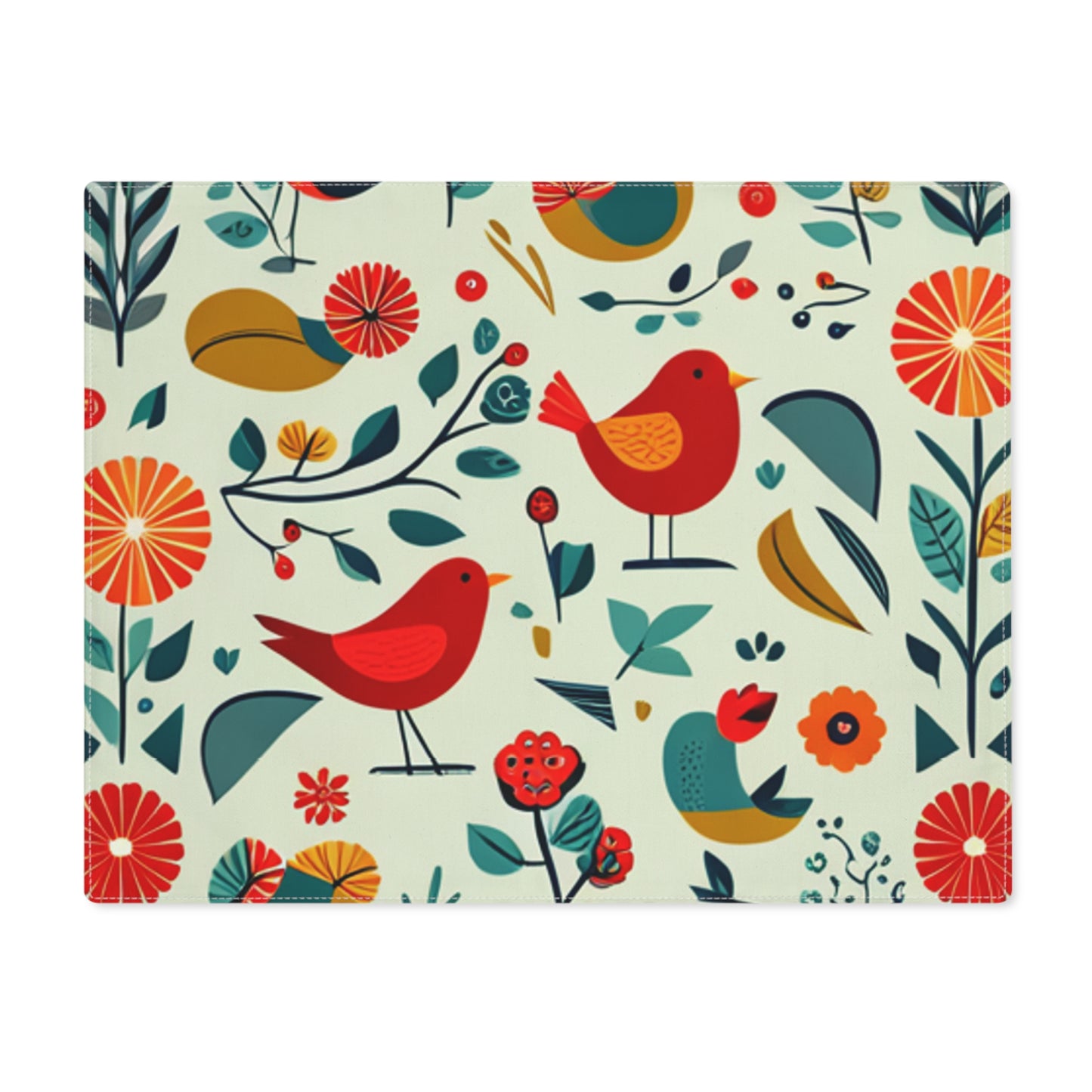 Folk Art Birds and Flowers Placemat, 1pc