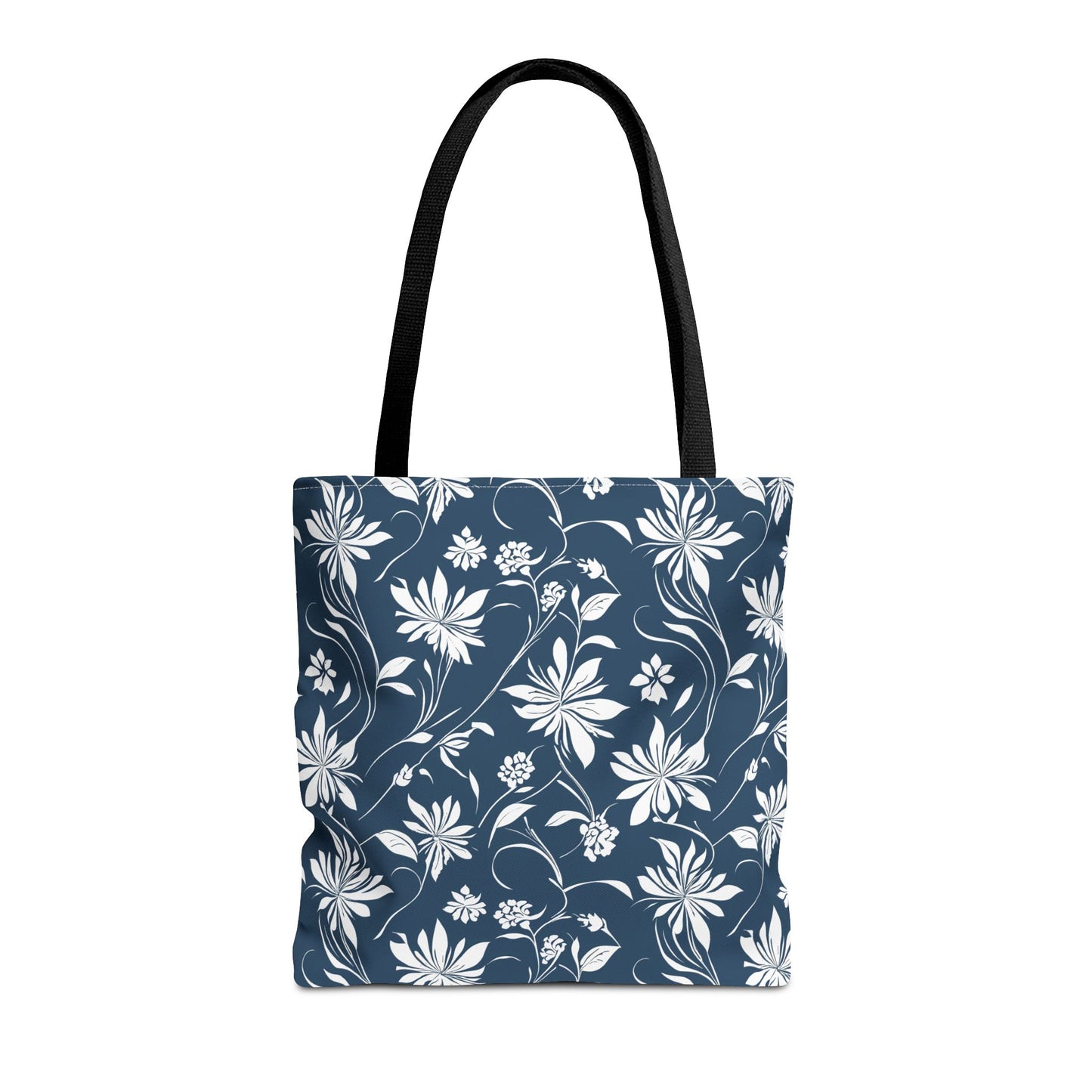 Simple White Flower on Indigo Pattern Tote Bag (AOP)