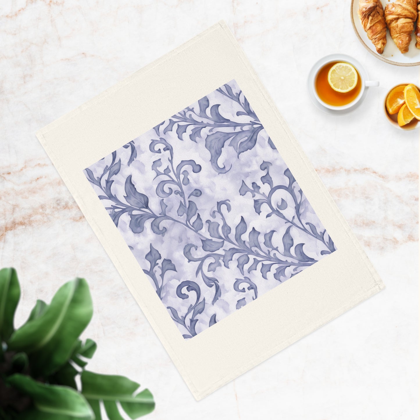 Climbing Blue-Grey Leaves, Cotton Tea Towel