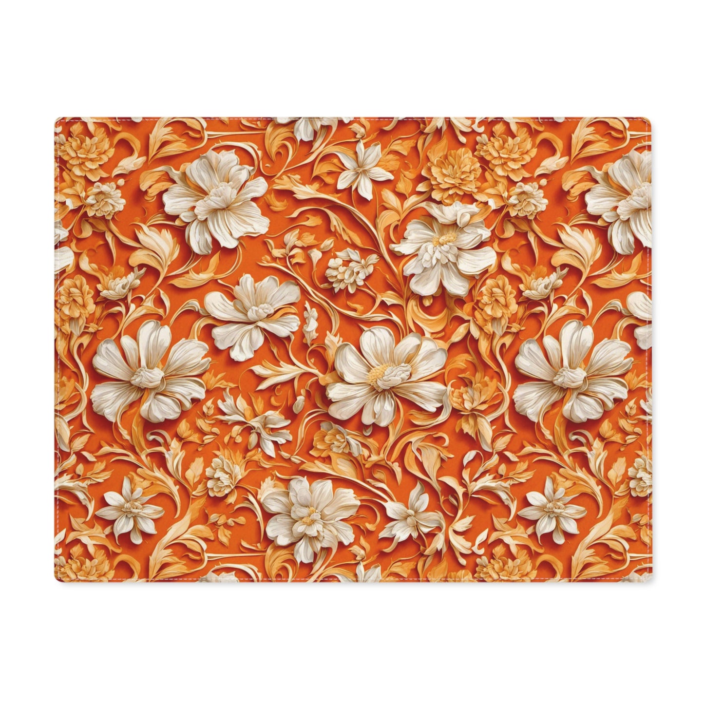 White Flowers on Apricot Placemat, 1pc