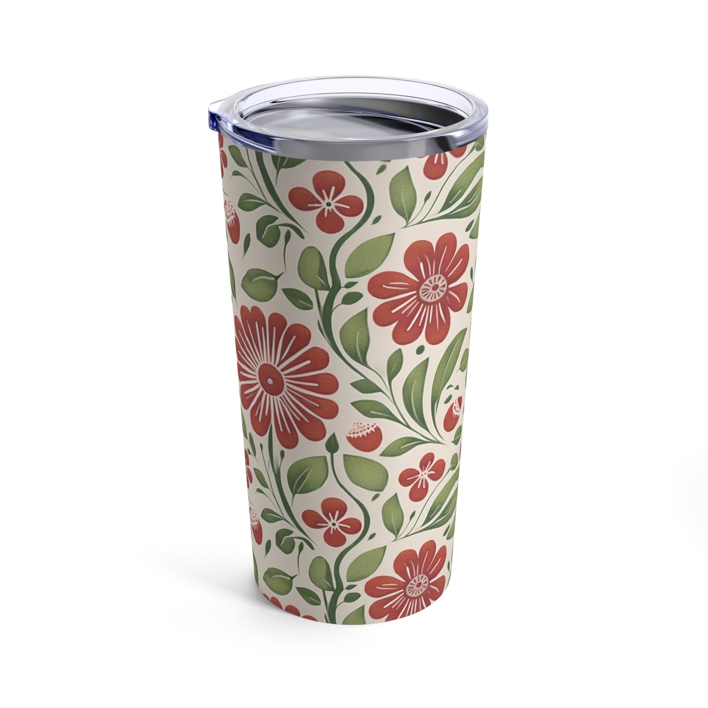 Strawberry Folk Art Flower, Tumbler 20oz