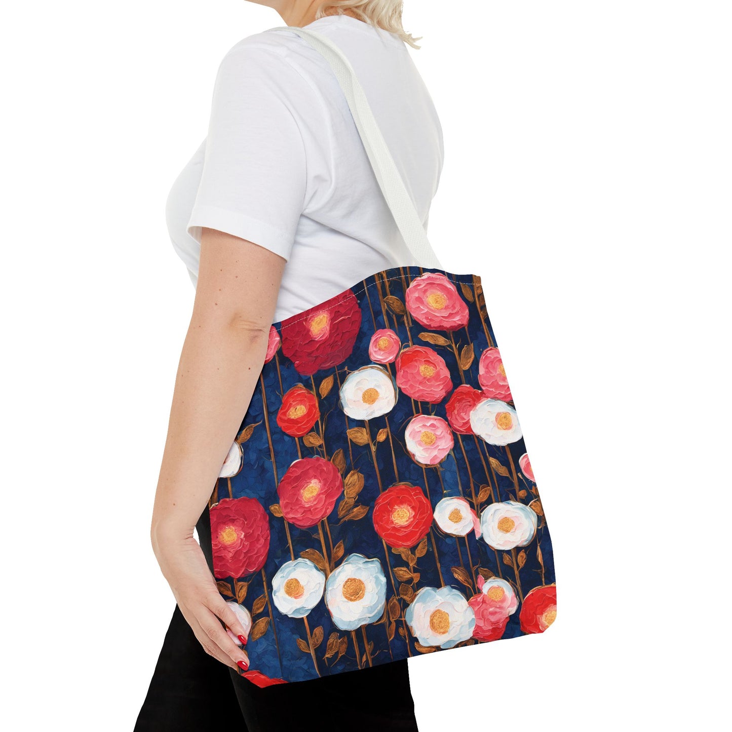 Poppy Splotches on Indigo Tote Bag (AOP)