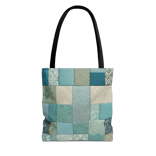 Patchwork in Blues & Greens Tote Bag (AOP)