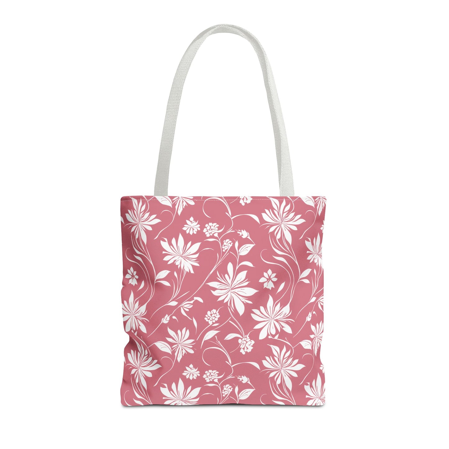 Simple White Flower on Pink Pattern Tote Bag (AOP)