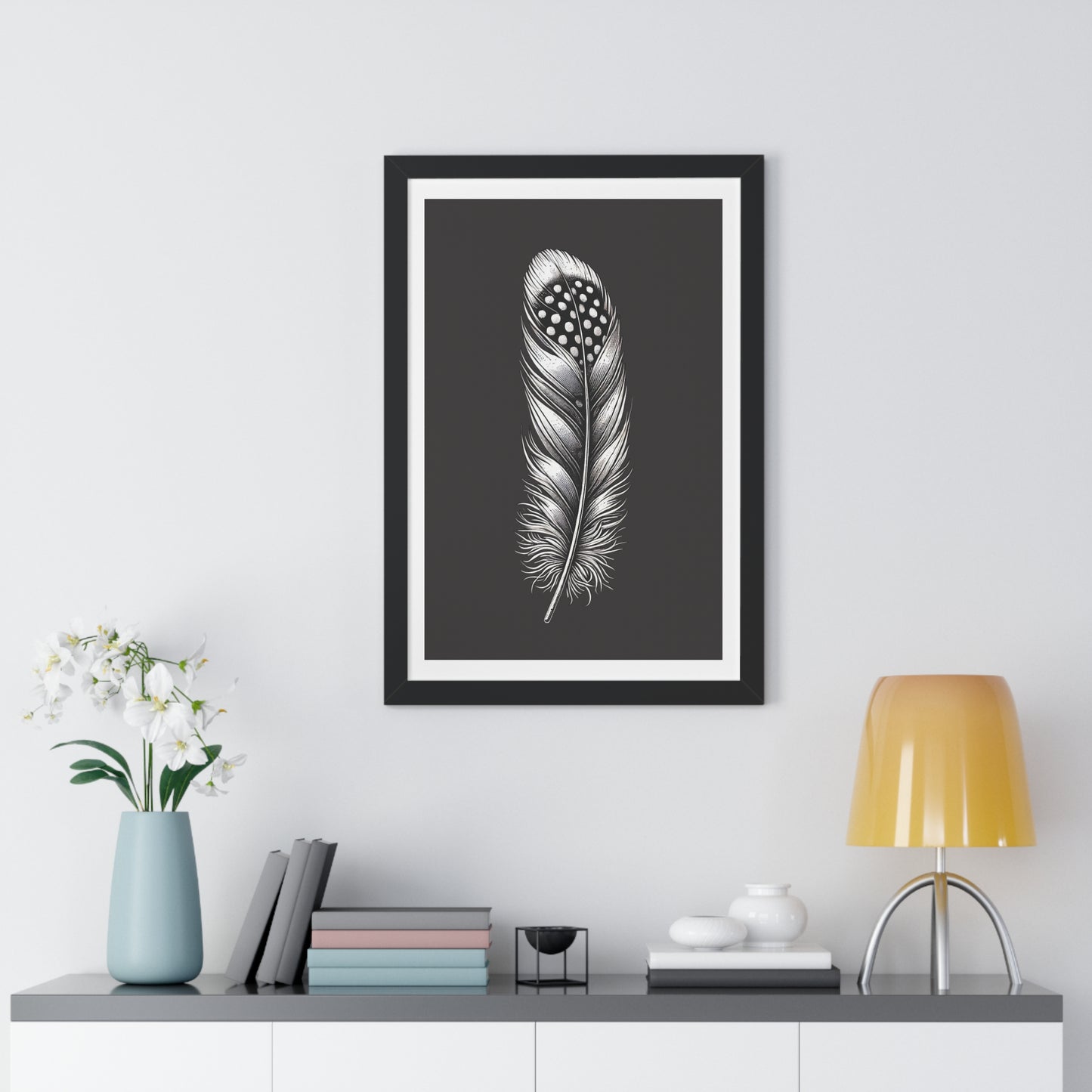 Black and White Feather No.3, Framed Vertical Poster