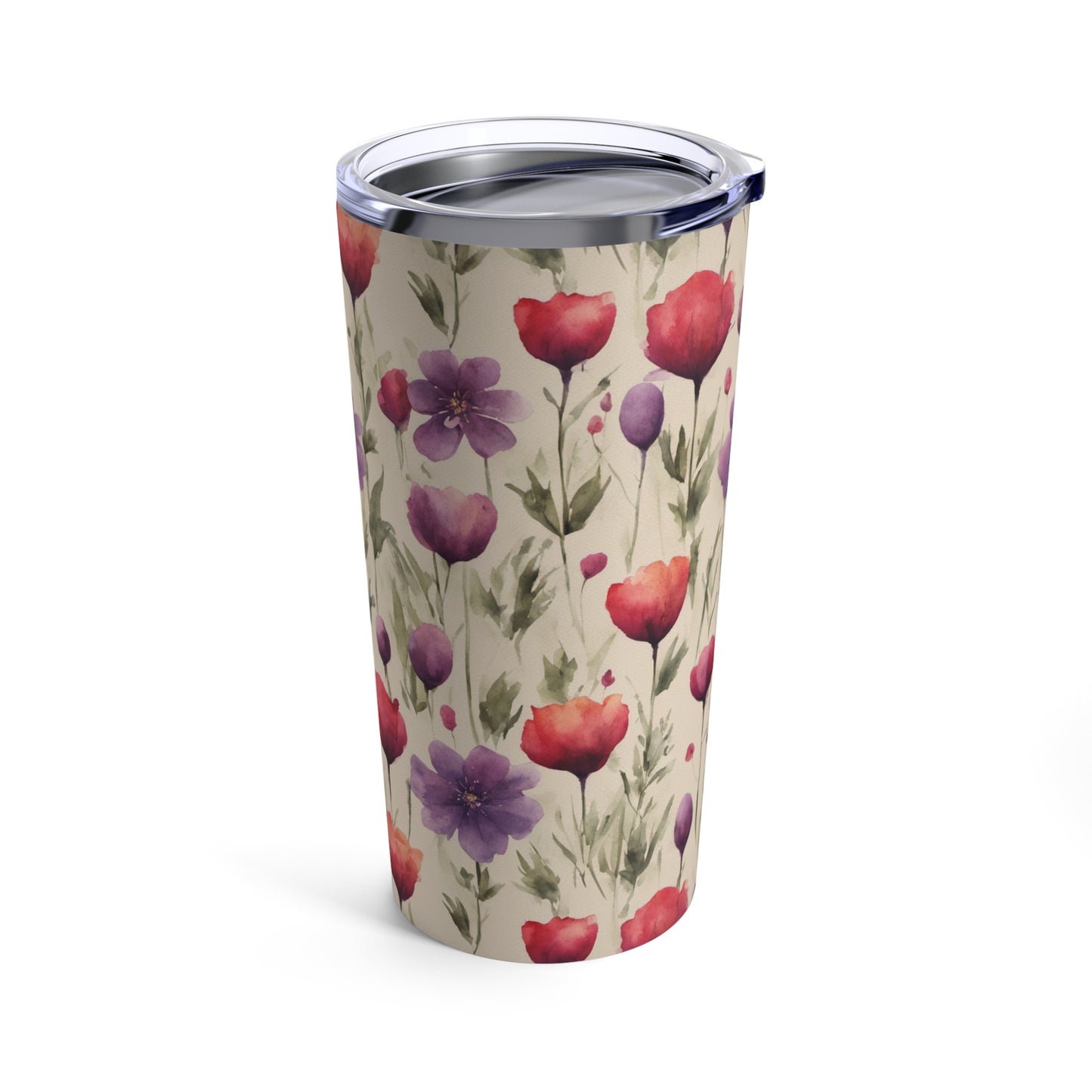 Poppies and Plum Flowers Tumbler 20oz