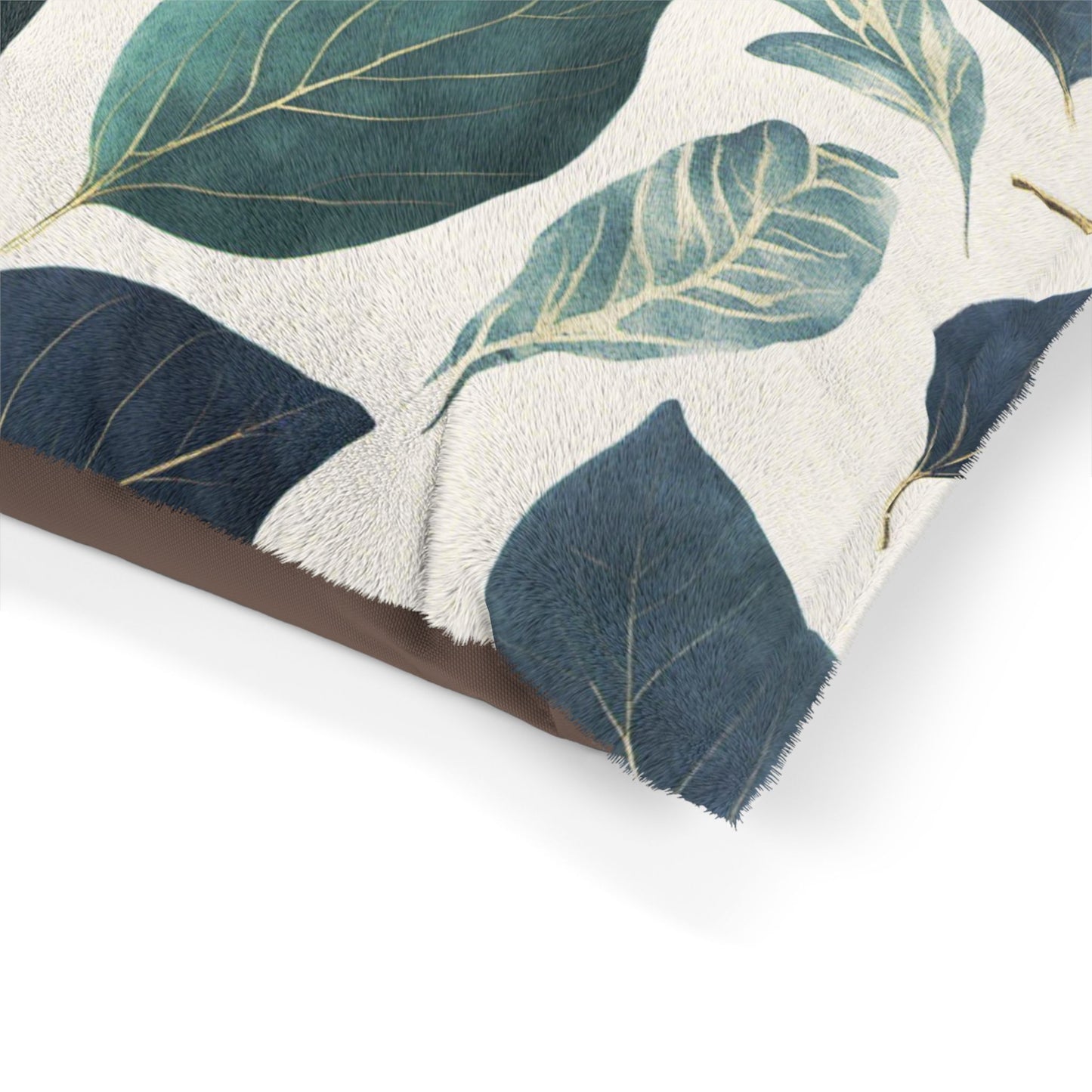 Blue and Green Leaves Pet Bed, Dog Pillow, Puppy Mattress