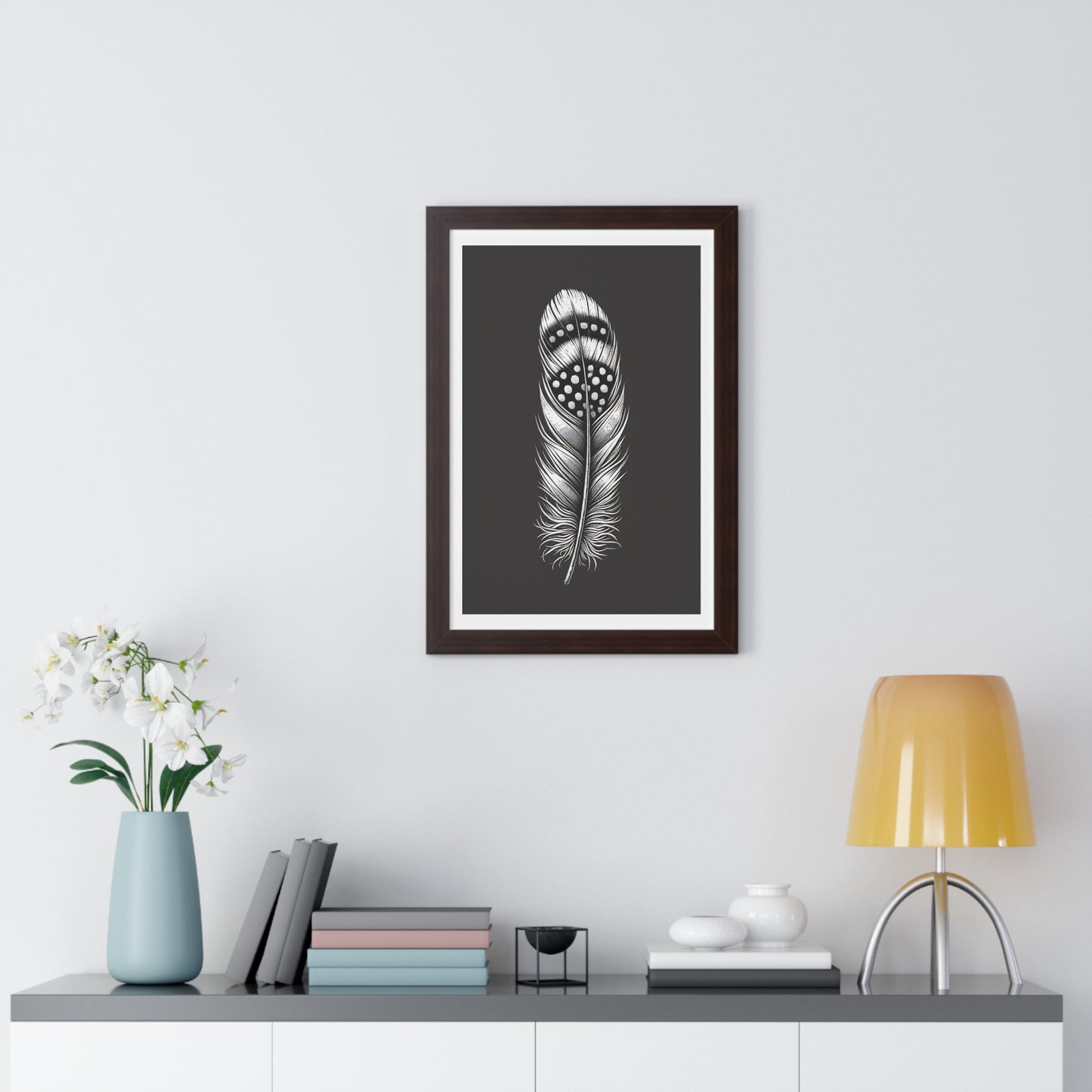 Black and White Feather No.2, Framed Vertical Poster