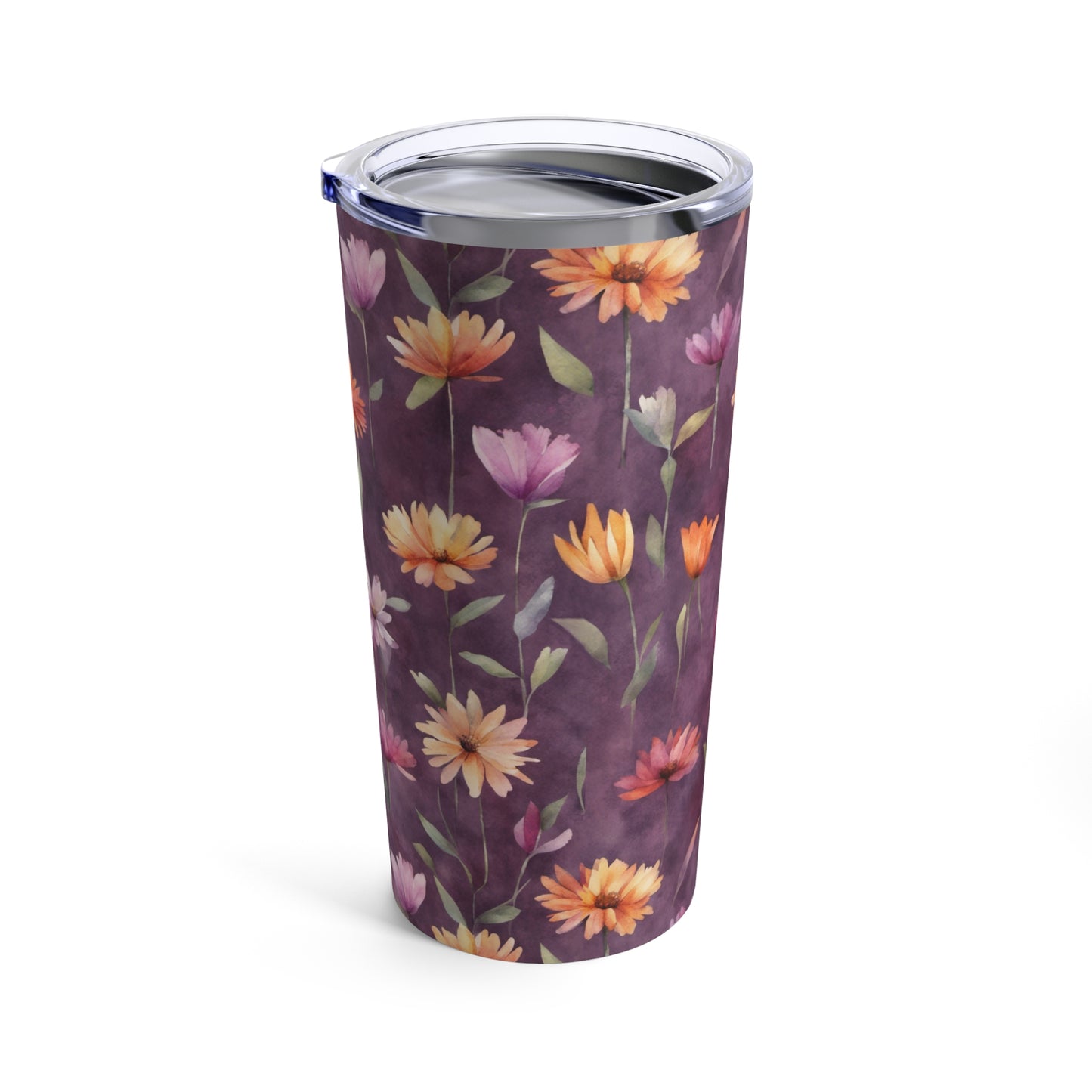 Wild Flowers on Plum Tumbler 20oz