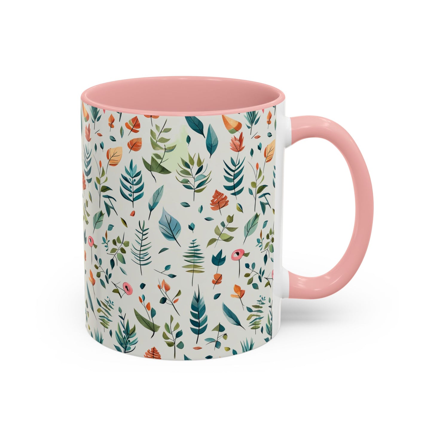 Pink Flora Accent Coffee Mug, 11oz