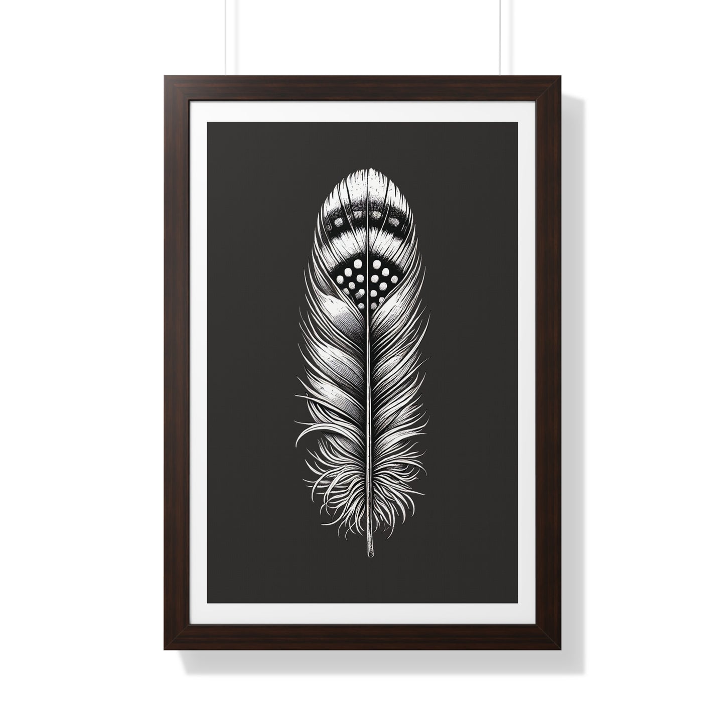 Black and White Feather No.1, Framed Vertical Poster