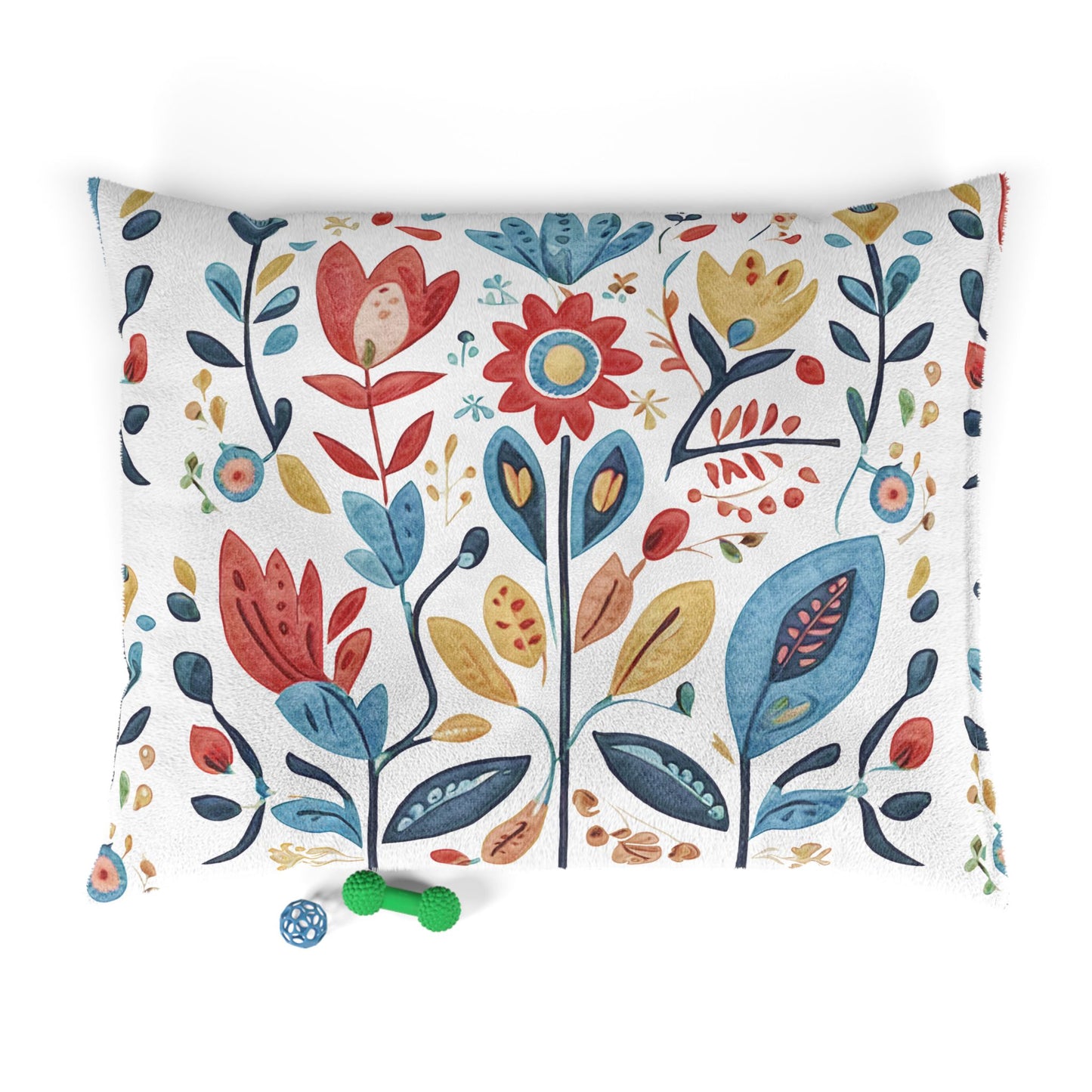 Bright and Colourful Folk Art Flowers, Puppy Mattress, Pet Bed.