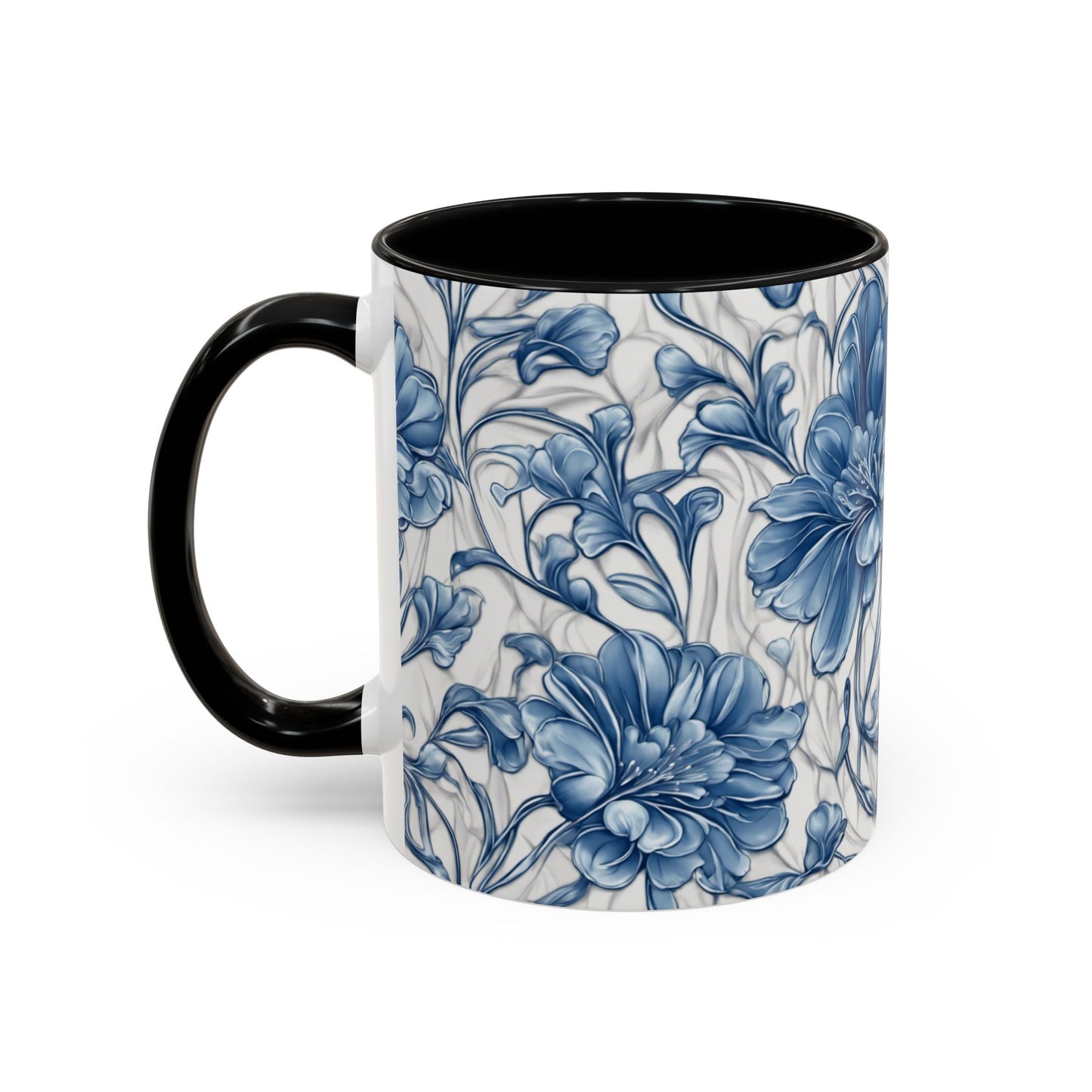 Blue & White Flowers Coffee Mug, 11oz