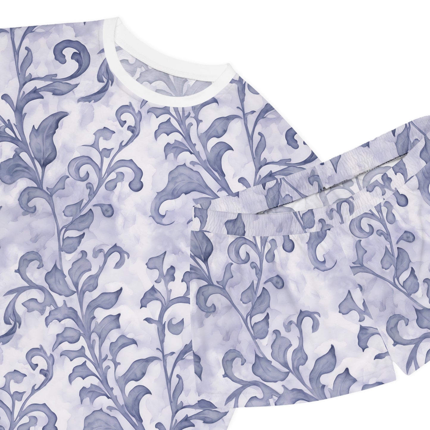 Climbing Blue-Grey Leaves, Women's Short Pyjama Set (AOP)