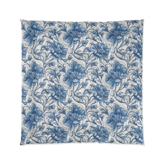 Blue & White Flowers Comforter