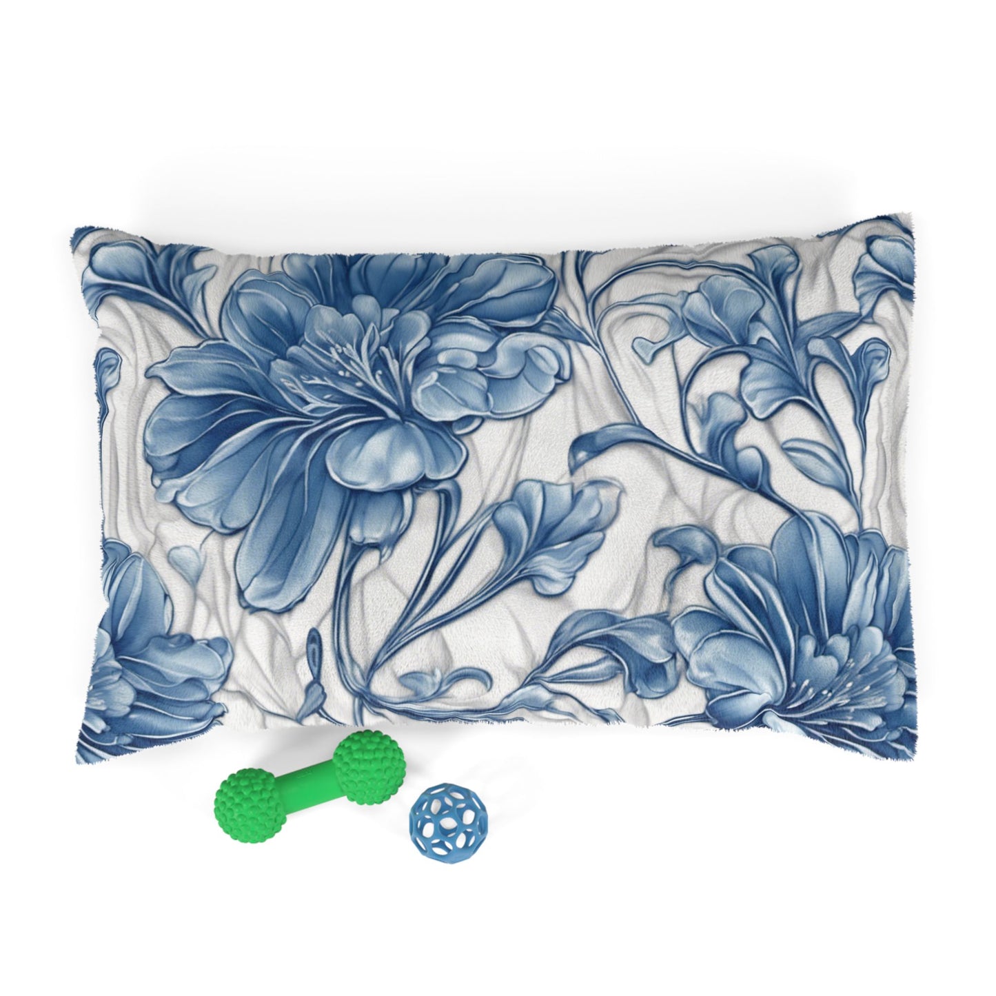 Blue & White Flowers Pet Bed