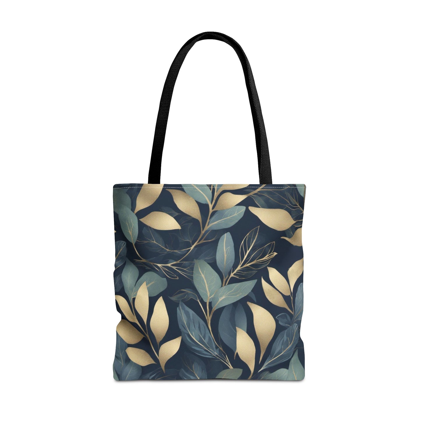 Green, Gold and Teal Leaves on Indigo Tote Bag (AOP)