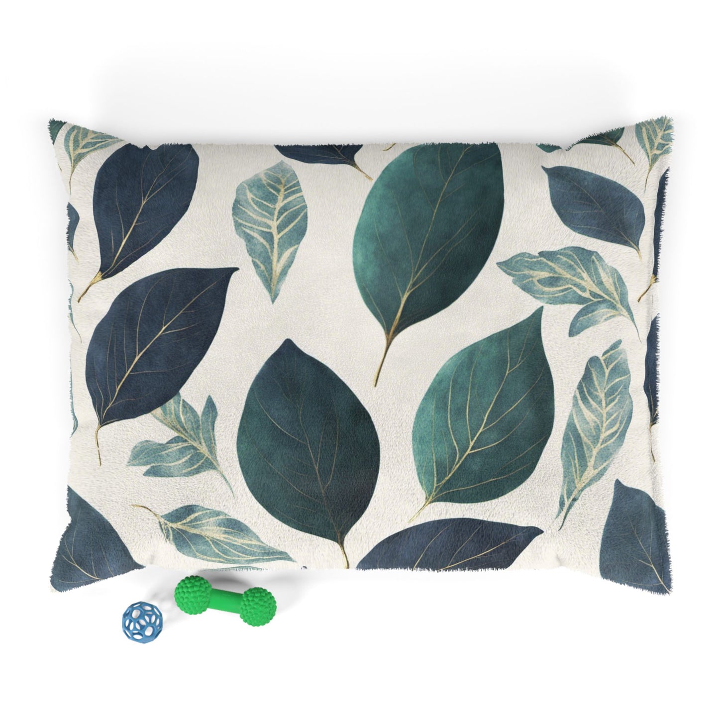 Blue and Green Leaves Pet Bed, Dog Pillow, Puppy Mattress