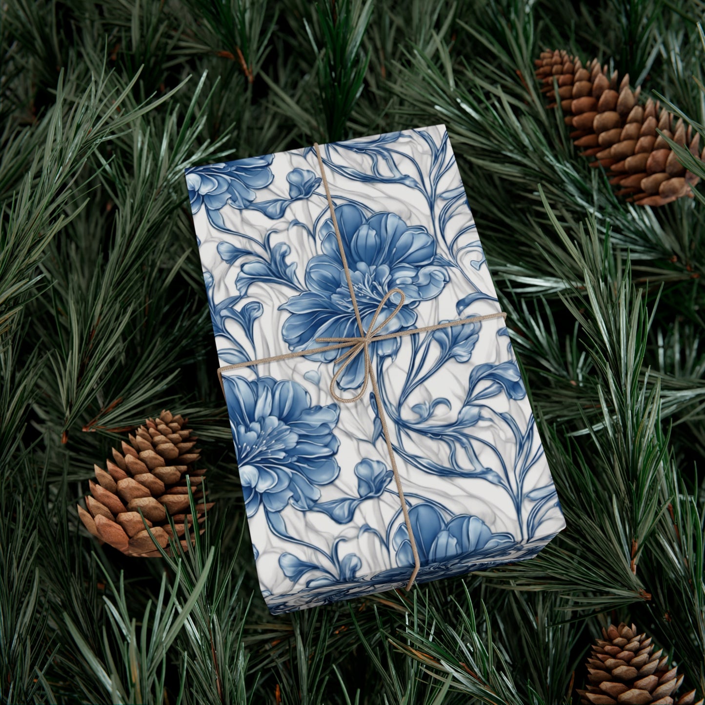 Blue & White Flowers Gift Wrap Papers