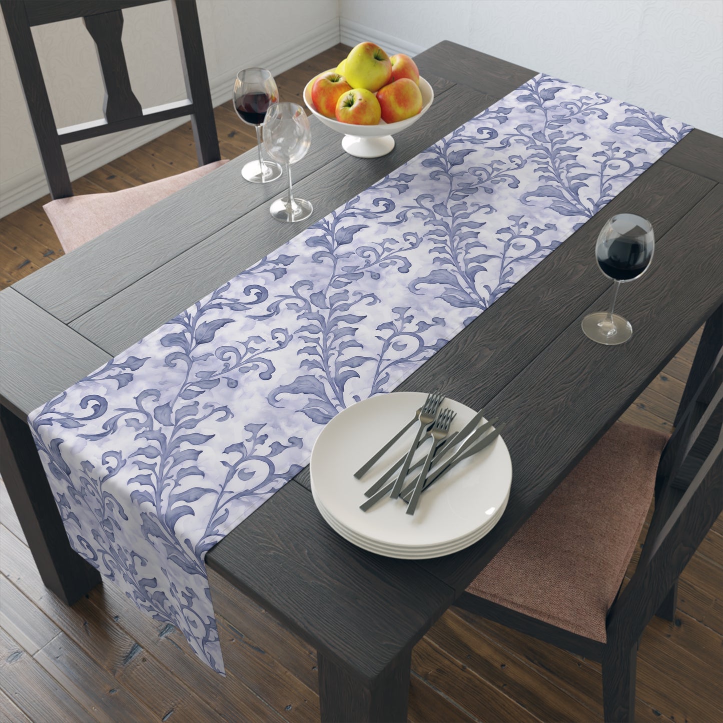 Climbing Blue Leaves, Table Runner (Cotton, Poly)