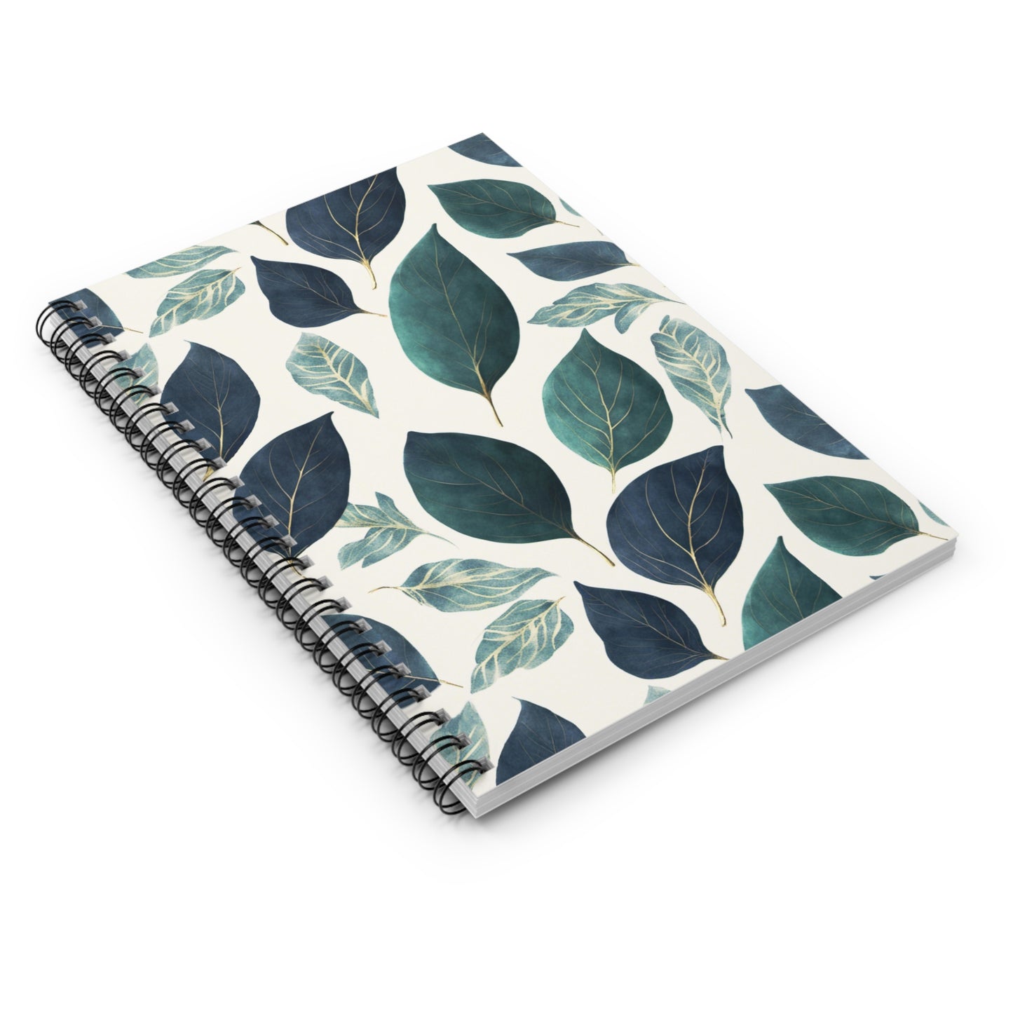 Blue and Green Leaves Spiral Notebook - Ruled Line