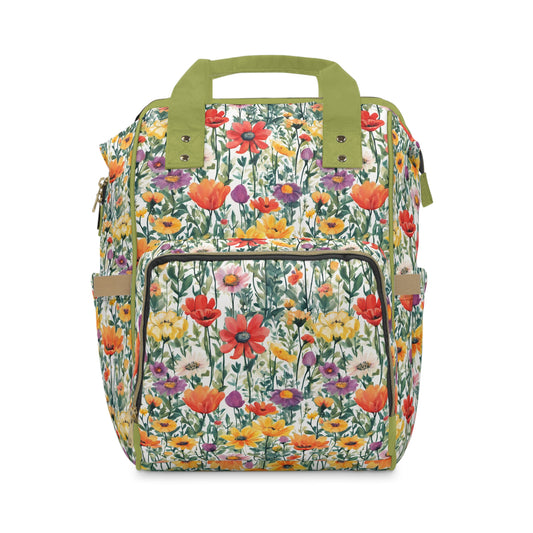 Colourful Wildflowers Multifunctional Diaper Backpack