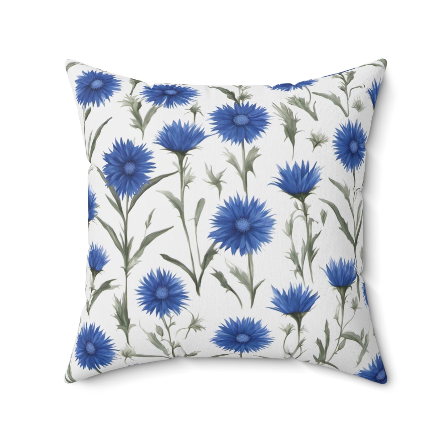 Cornflower Blue Polyester Square Pillow