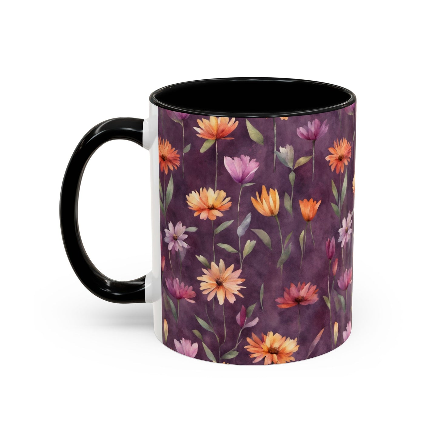 Wild Flowers on Plum Coffee Mug, 11oz