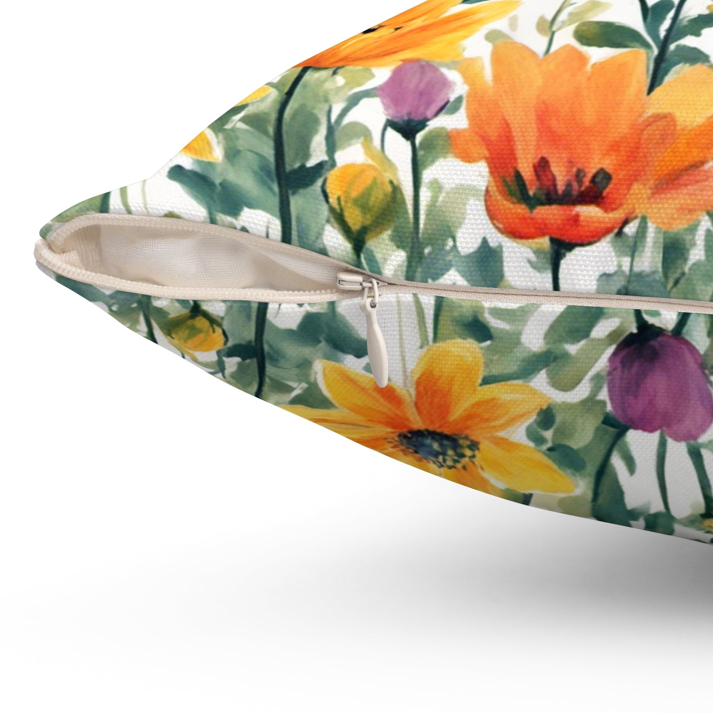 Colourful Wildflowers  Polyester Square Pillow