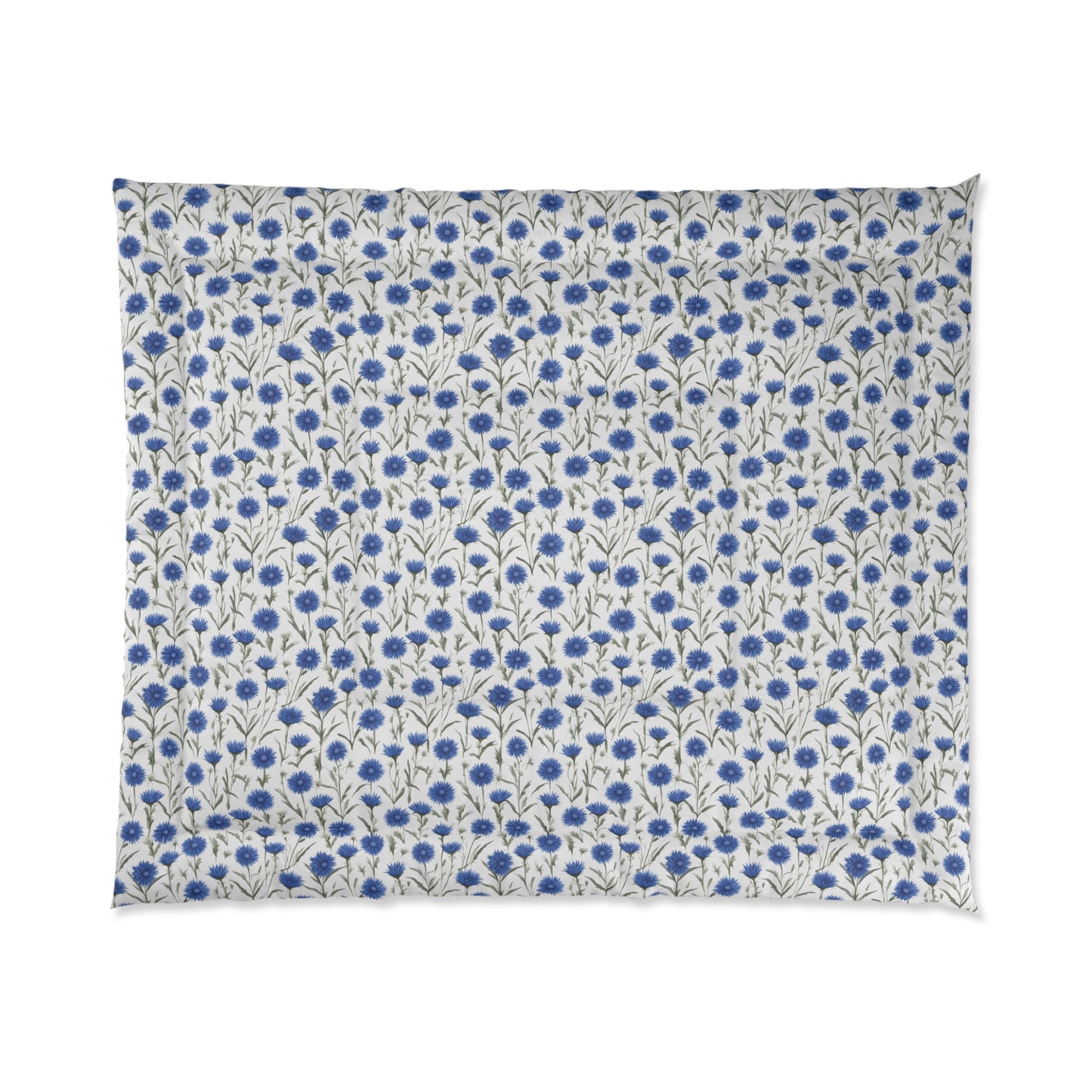 Cornflower Blue Flowers Comforter