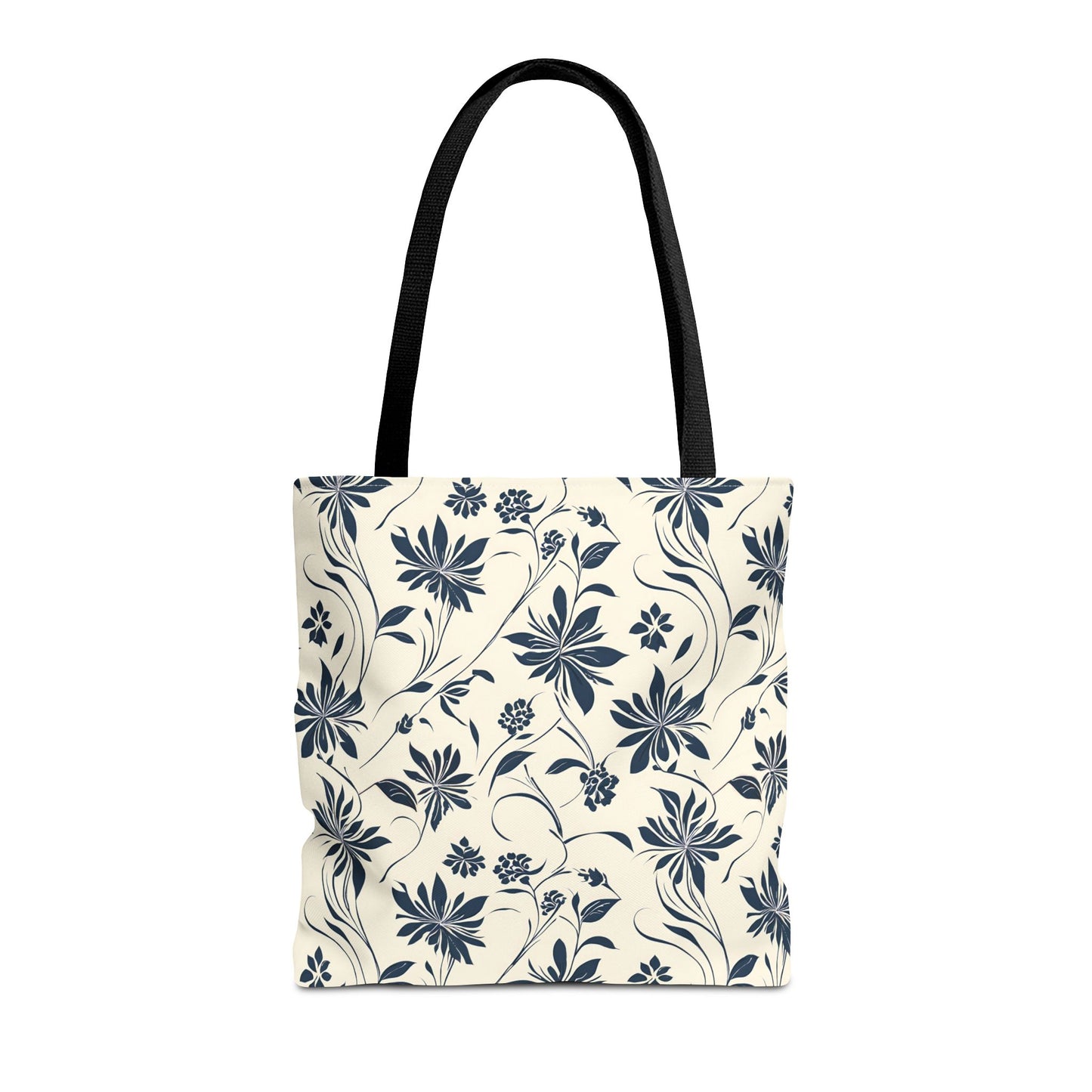 Simple Navy Flower Pattern Tote Bag (AOP)