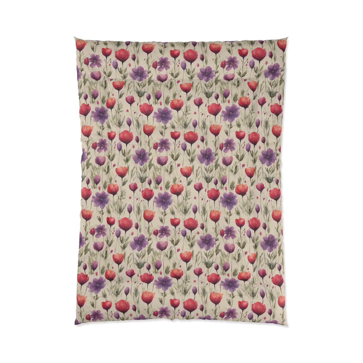 Poppies and Plum Flowers Comforter