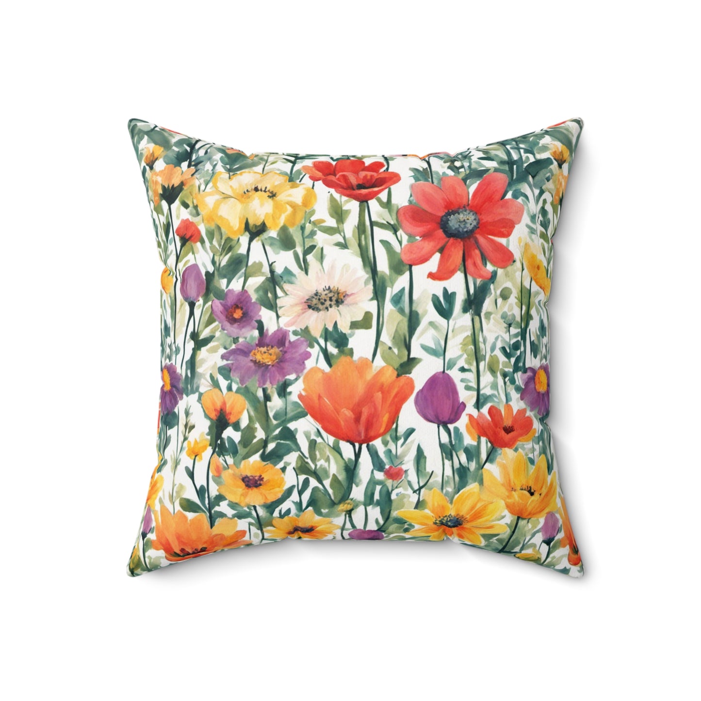 Colourful Wildflowers  Polyester Square Pillow