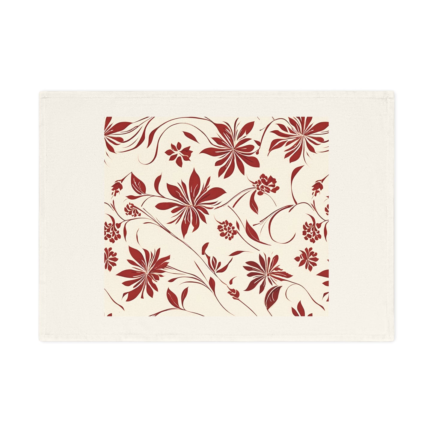 Simple Red Flower Pattern Cotton Tea Towel