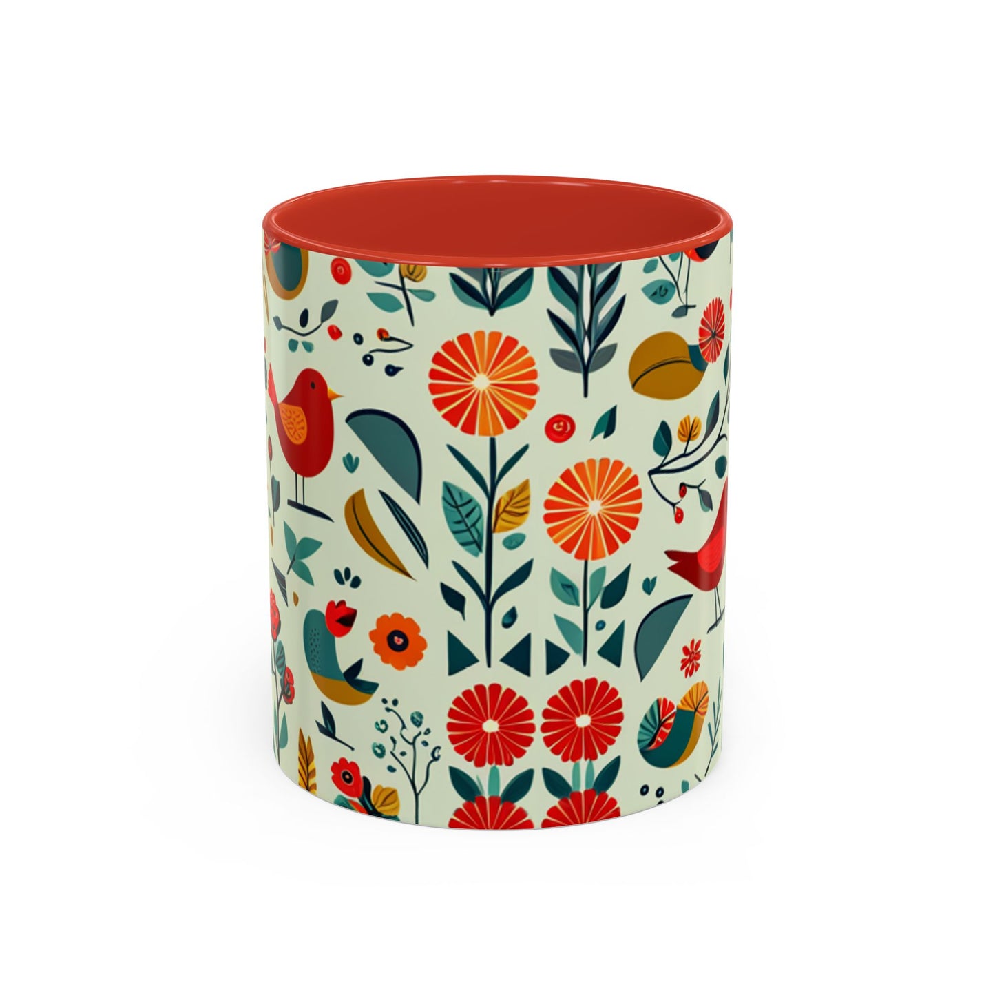 Folk Art Birds and Flowers Coffee Mug, 11oz