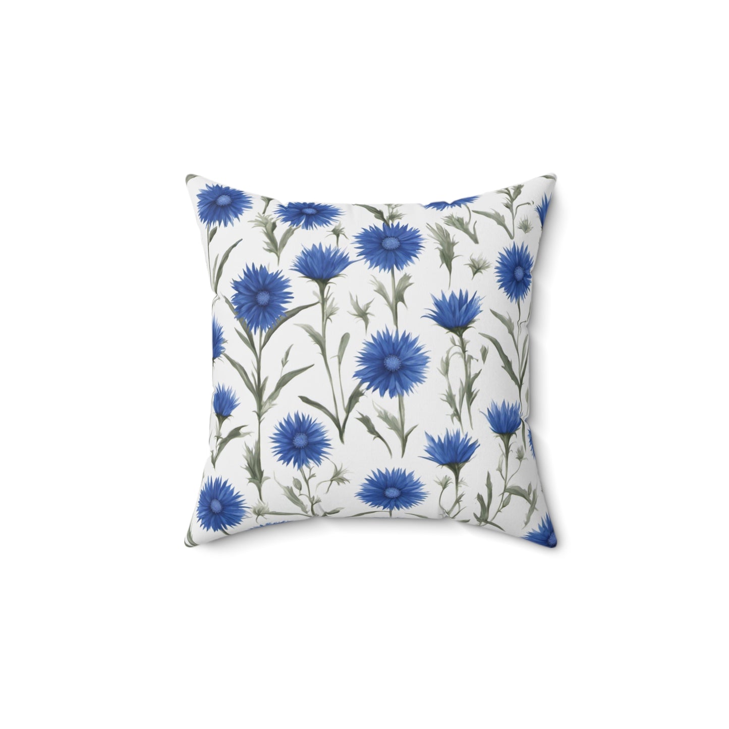 Cornflower Blue Polyester Square Pillow