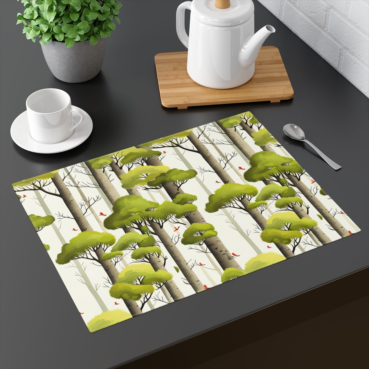 Red Birds between the Trees Placemat, 1pc