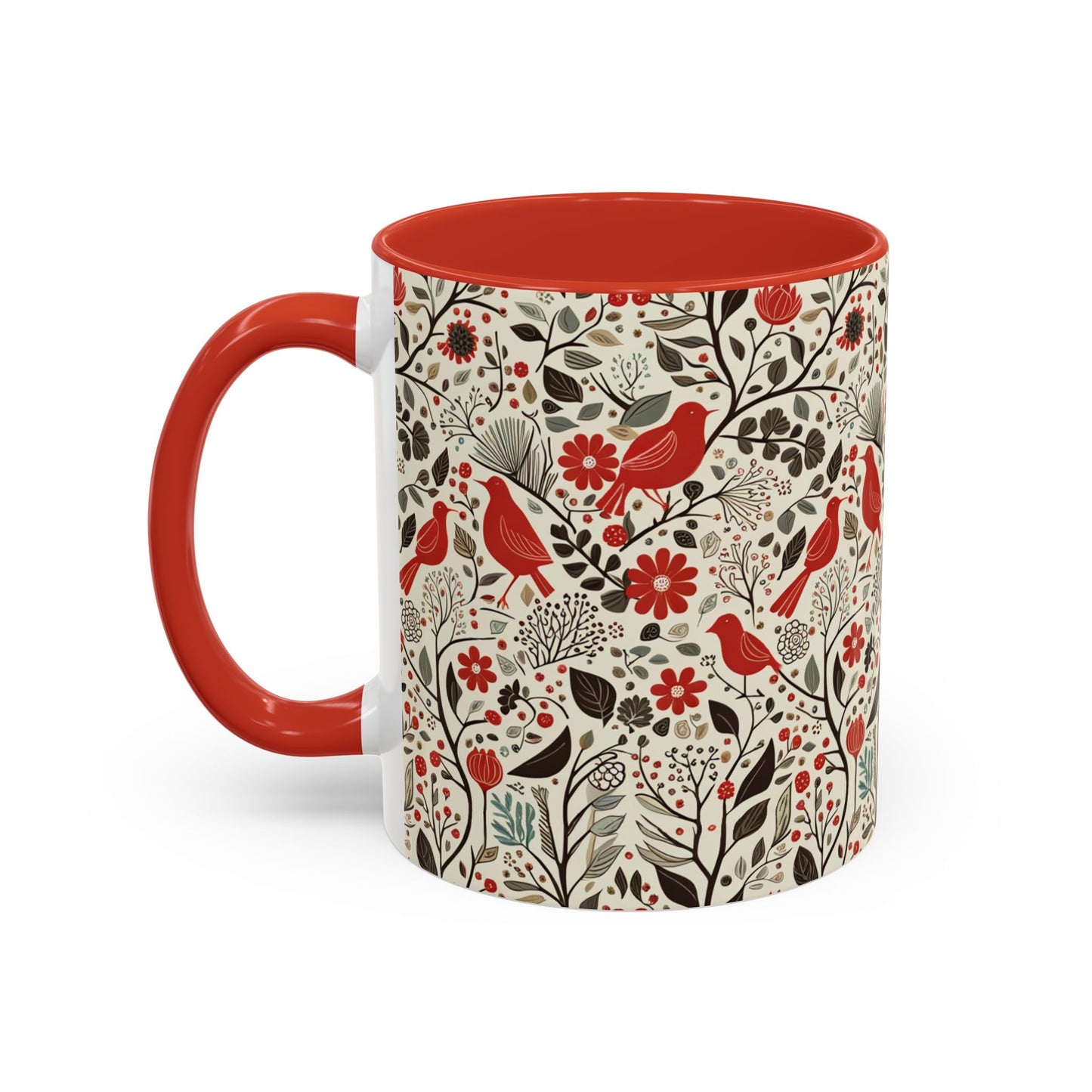 Little Red Birds Accent Coffee Mug, 11oz