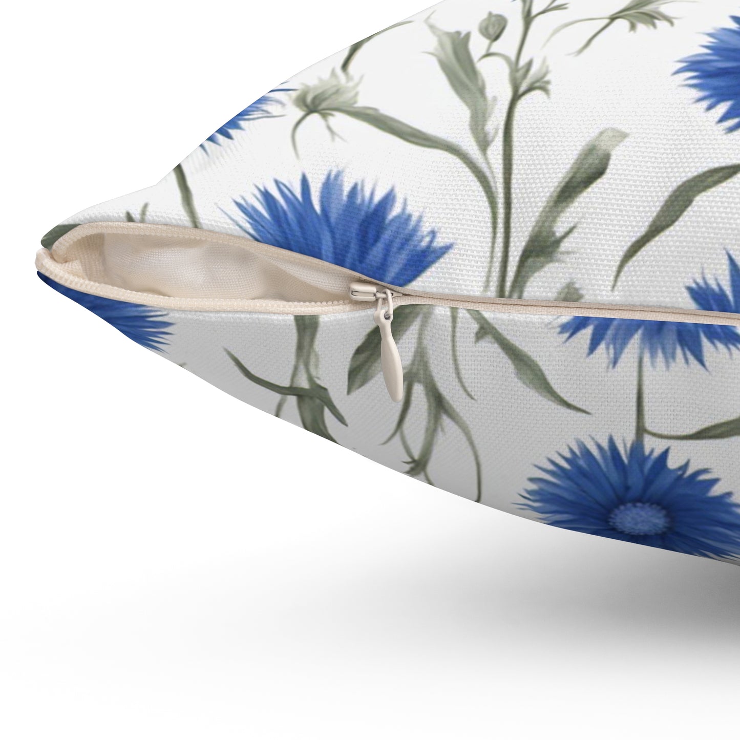 Cornflower Blue Polyester Square Pillow