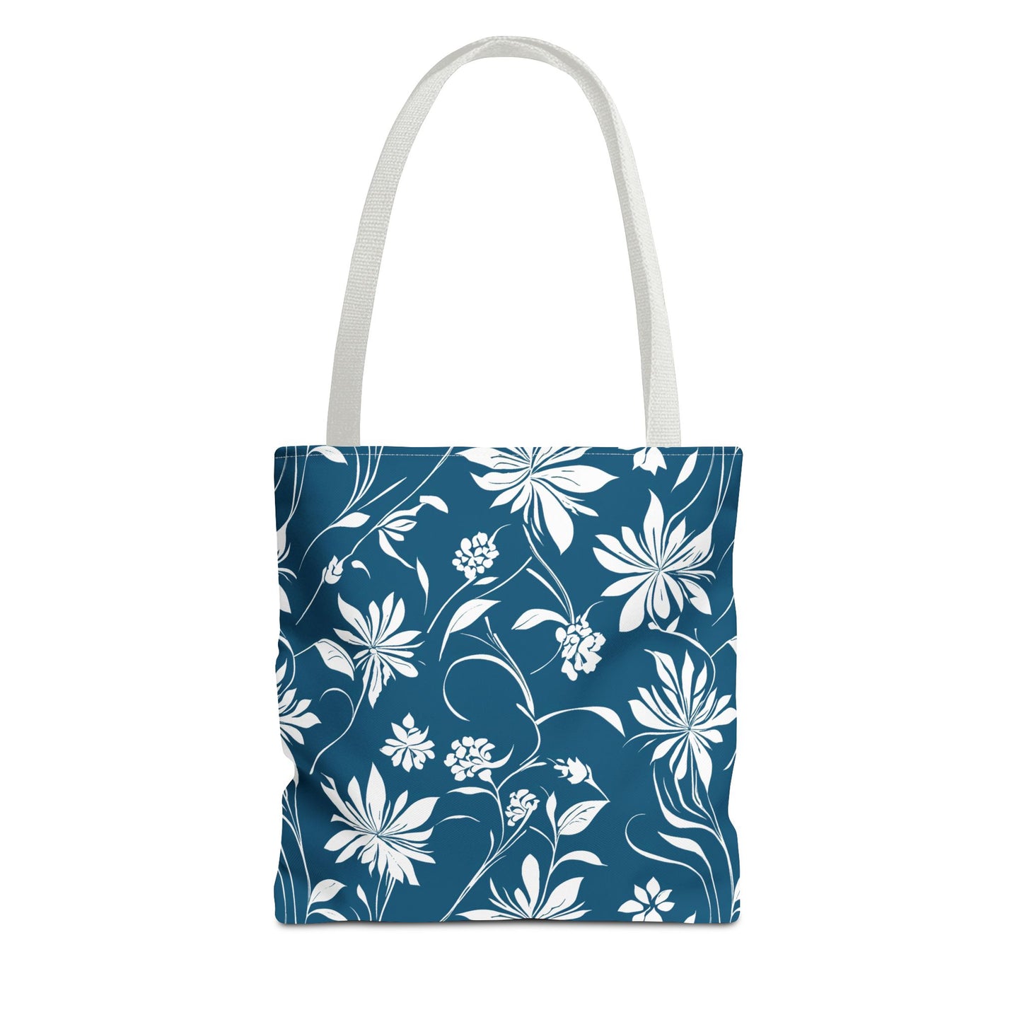 Simple White Flower on Dark Teal Pattern Tote Bag (AOP)