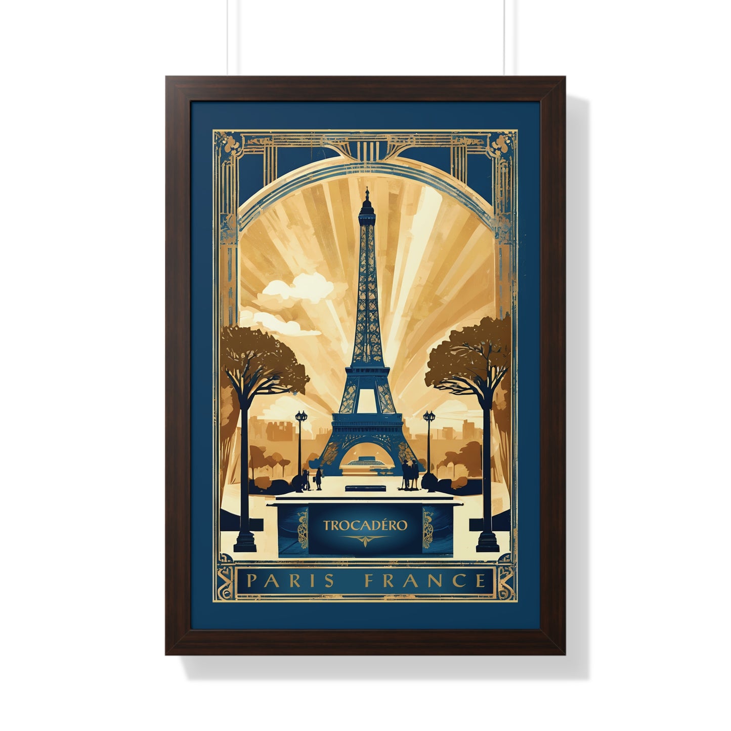 Trocadéro, Paris, France, Travel Poster, Art-Deco, Framed Vertical Poster