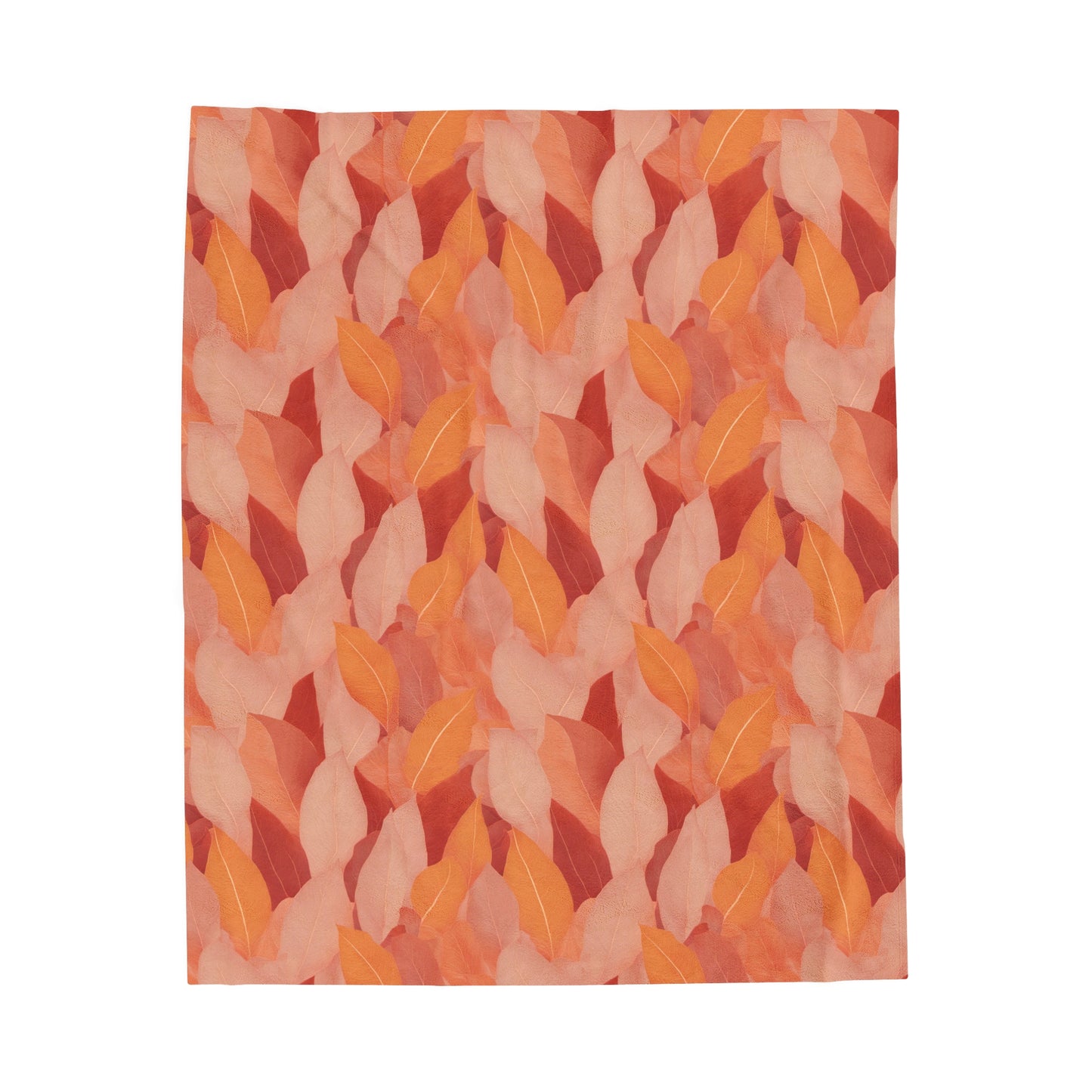 Soft Autumn Leaves in Pink, Red and Orange Velveteen Plush Blanket