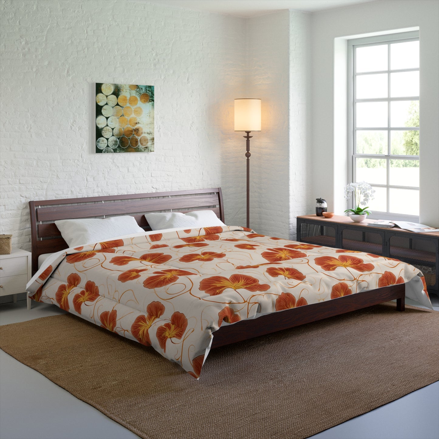 Orange Nasturtium Petals Comforter